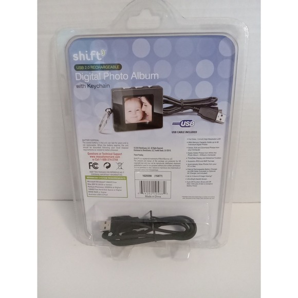 SHIFT‎ 3 Digital Photo Album with Keychain Black USB 2.0 Rechargeable - Picture 2 of 5